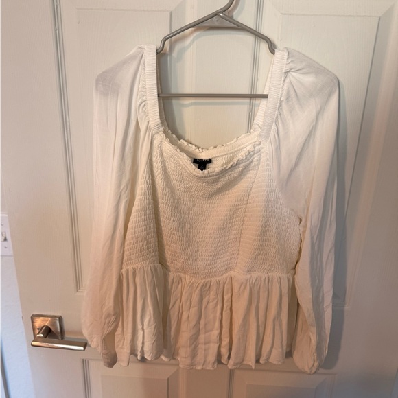 Torrid Peplum like long-Sleeve Top - White - Picture 2 of 4